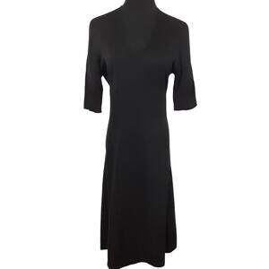 Peruvian Connection Pima Cotton Black Stretch Knit Sweater Midi Dress Womens M